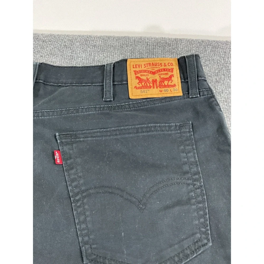 Levis 541 Athletic Fit Jeans Mens 40x30 Black Stretch Tapered Denim Pants Casual